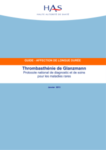 Guide médecin Thrombasthénie de Glanzmann