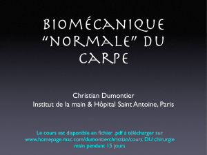 Biomecanique normale du carpe Ch. Dumontier
