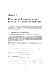 Théorème de l`inversion locale - Théorème des fonctions implicites