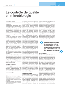 Le contrôle de qualité en microbiologie