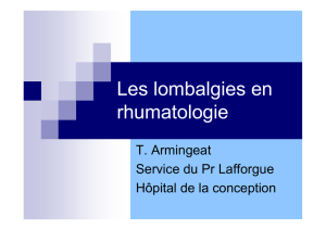 Les lombalgies en rhumatologie