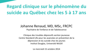 Regard clinique sur le phénomène du suicide au Québec chez les 5 à
