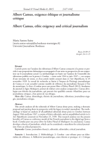 Albert Camus, exigence éthique et journalisme critique Albert