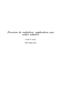 Pression de radiation: application aux voiles solaires