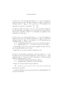 Corrigé du QCM 3 1. Pour tout j ∈ N , on munit l`intervalle Xj := [−j, j