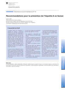 Recommandations Hépatite A
