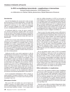 Le BCG en instillation intravésicale : complications et