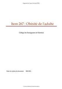 Item 267 : Obésité de l`adulte