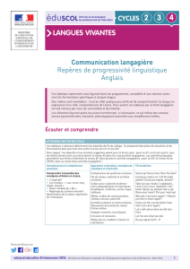 Repères de progressivité linguistique