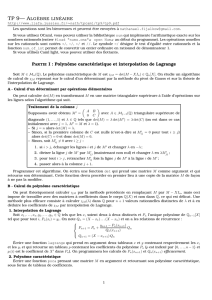 TP 9— ALGÈBRE LINÉAIRE PARTIE I : Polynôme caractéristique et