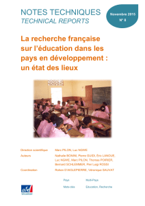 La recherche française sur l`éducation dans les pays en