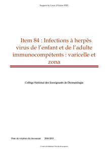 Item 84 : Infections à herpès virus de l`enfant et de l`adulte