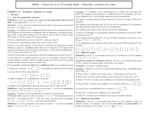 MPSI Colle 13 (4 au 8 janvier 2016) : Groupes, anneaux et corps