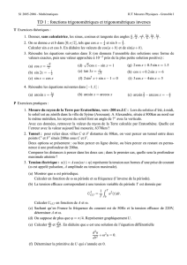 TD 1 : fonctions trigonométriques et trigonométriques inverses