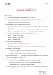 S11 Autour de la GEOMETRIE PLANE Vocabulaire et constructions