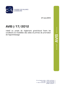 Avis I/17/2012 - Chambre des salariés
