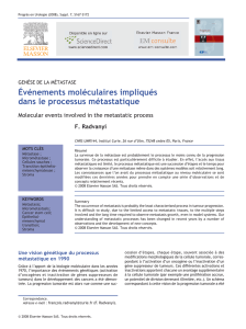 Événements moléculaires impliqués dans le processus