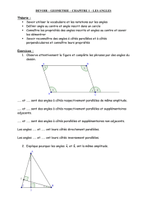 DEVOIR – GEOMETRIE – CHAPITRE 1 – LES ANGLES Théorie