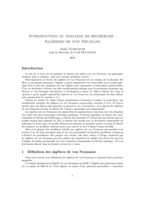 Introduction au domaine de recherche : Algèbres de von Neumann