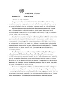 Conseil des droits de l`homme Résolution 7/29. Droits de l