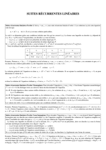 SUITES RÉCURRENTES LINÉAIRES