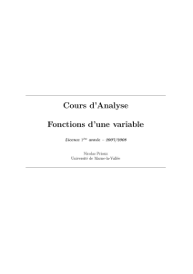 Cours d`Analyse Fonctions d`une variable