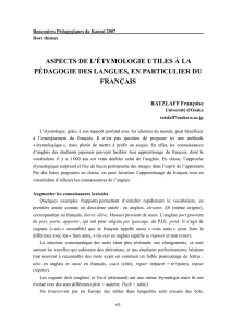 aspects de l`étymologie utiles à la pédagogie des langues, en