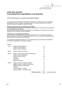 Liste des plantes Connaissances spécifiques à la branche