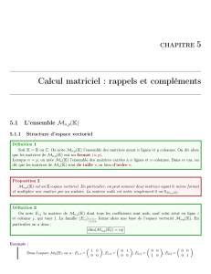 Calcul matriciel : rappels et compléments
