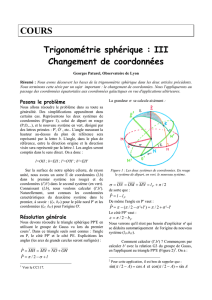 Trigonométrie sphérique : III Changement de coordonnées