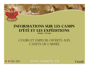 Informations sur les camps d`été et les expéditions