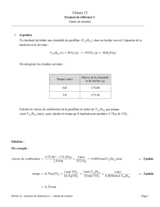 Chimie 12 Examen de référence C Guide de notation