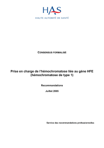 Prise en charge de l`hémochromatose liée au gène HFE