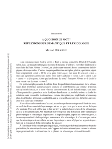 introduction Sémantique et lexicologie