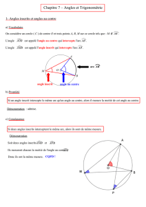 Chapitre 7 – Angles et Trigonométrie