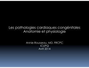 Les pathologies cardiaques congénitales Anatomie et physiologie