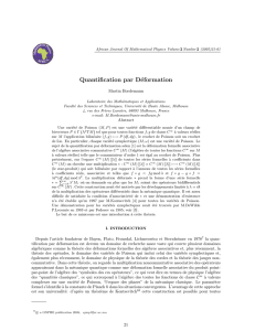 Quantification par Déformation - Faculté des Sciences de Rabat