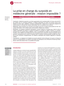 La prise en charge du surpoids en médecine générale