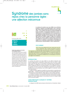 Syndromedes jambes sans repos chez la personne âgée : une