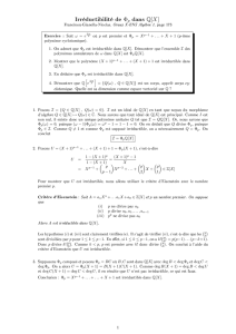 Irréductibilité des polynômes cyclotomiques dans Q[X]