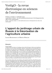 L`apport du jardinage urbain de Russie à la théorisation de l