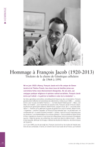 Hommage à François Jacob (1920-2013)