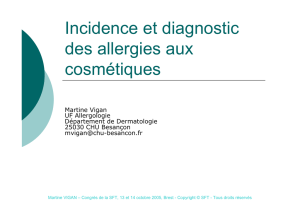 Incidence et diagnostic des allergies aux cosmétiques