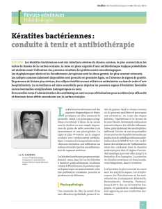 Kératites bactériennes : conduite à tenir et antibiothérapie
