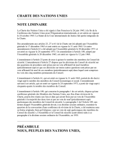CHARTE DES NATIONS UNIES NOTE LIMINAIRE PRÉAMBULE