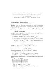 VARIABLES ALÉATOIRES ET LOIS DE PROBABILITÉS Première