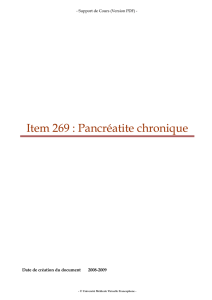 Item 269 : Pancréatite chronique