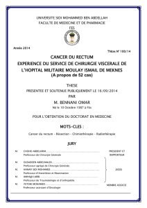 CANCER DU RECTUM EXPERIENCE DU SERVICE DE