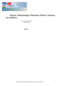 Théorie Mathématique Platoniste-Théorie Aléatoire des