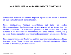 Les LENTILLES et les INSTRUMENTS D`OPTIQUE